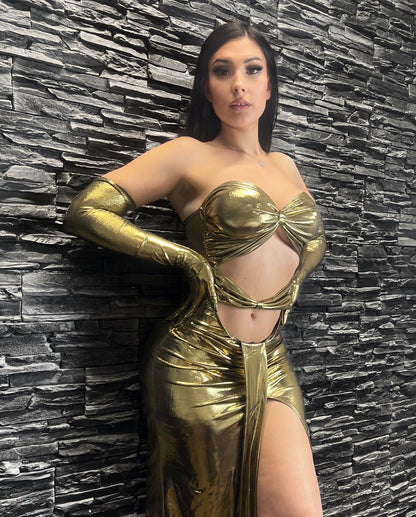 Gold Leather Dress